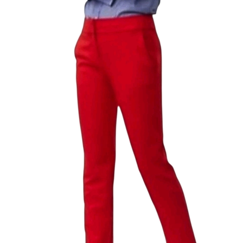 NEW LOFT 10 Marisa Cropped Red Straight Leg Pants New Tomato Girl Office Career